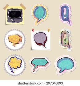 Speech bubbles set. Hand drawn and isolated. Stickers