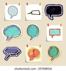 Speech bubbles set. Hand drawn and isolated. Stickers