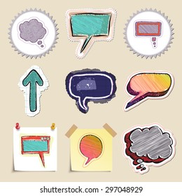 Speech bubbles set. Hand drawn and isolated. Stickers