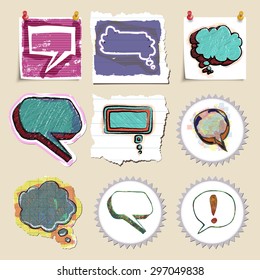 Speech bubbles set. Hand drawn and isolated. Stickers
