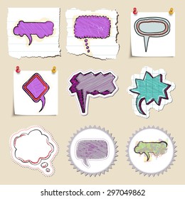 Speech bubbles set. Hand drawn and isolated. Stickers