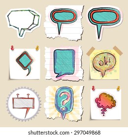 Speech bubbles set. Hand drawn and isolated. Stickers