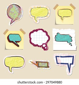 Speech bubbles set. Hand drawn and isolated. Stickers