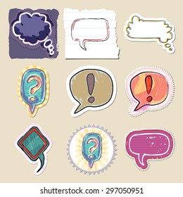 Speech bubbles set. Hand drawn and isolated. Stickers