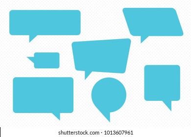 Speech Bubbles Set of Inverted Rectangle Distorted Circle and Square Blank Trendy Shapes - Blue Elements on White Dots Wallpaper Background - Vector Flat Graphic Design - Shutterstock ID 1013607961