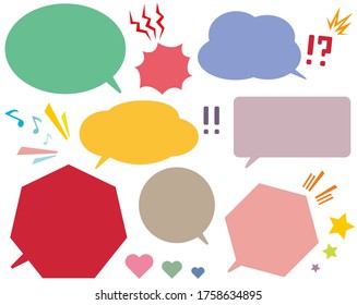 Speech Bubbles Set of Inverted Rectangle Distorted Circle and Square Blank Trendy Shapes -- Vector Flat Graphic Design. Heart star surprise mark headline icon