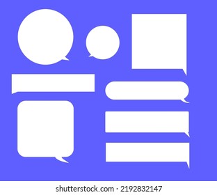 Speech Bubbles Set of Inverted Rectangle Distorted Circle and Square Blank Trendy Shapes - White Elements on Blue Wallpaper Background - Flat Vector Graphics Design