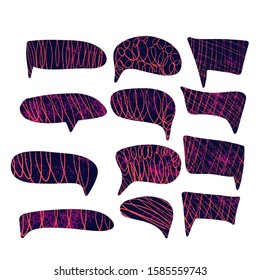 Speech bubbles set isolated on white background. collection of ballons for text. Bundle of hand drawn conversation elements. Vector illustartion.