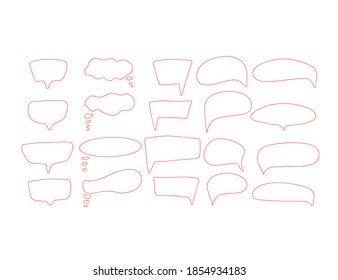 Speech bubbles set isolated on white background. collection of ballons for text. Bundle of hand drawn conversation elements. Vector illustartion.