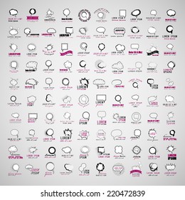 Speech Bubbles Set - Isolated On Gray Background - Vector Illustration, Graphic Design Editable For Your Design