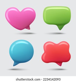 Speech bubbles set isolated on white background. Speech bubble, chat box. 3d vector realistic image