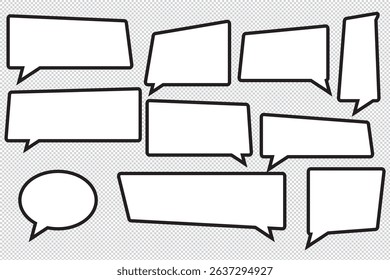 Speech Bubbles set isolated on transparent background. Vector EPS 10
