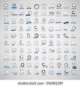 Speech Bubbles Set Isolated On Gray Background,Vector Illustration,Graphic Design.Collection Of Comic Elements With Halftone Shadows.For Infographics,Social Media,Network And Blog