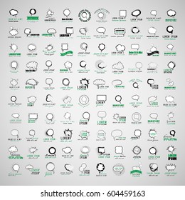 Speech Bubbles Set Isolated On Gray Background,Vector Illustration,Graphic Design.Collection Of Comic Elements With Halftone Shadows.For Infographics,Social Media,Network And Blog