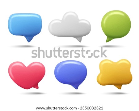 Speech bubbles set isolated on white background. Speech bubble, chat box. 3d vector realistic image