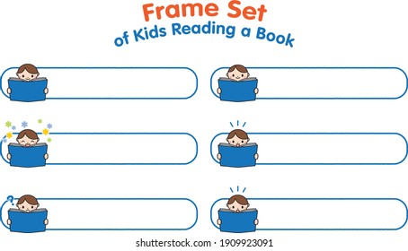 Sprechblasen-Set von Kindern, die ein Buch lesen