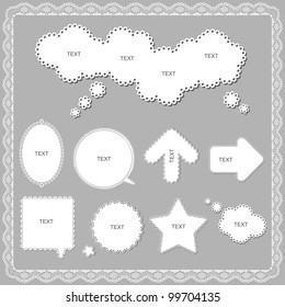 speech bubbles set, lace fabric