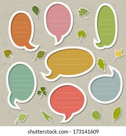 Speech bubbles set with leaves