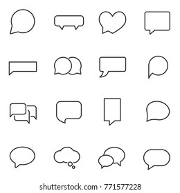 Speech bubbles set, linear design.  Line with Editable stroke