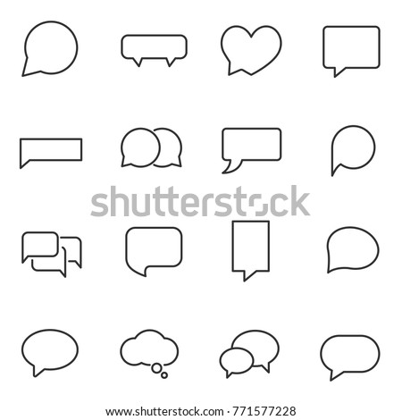 Speech bubbles set, linear design.  Line with Editable stroke