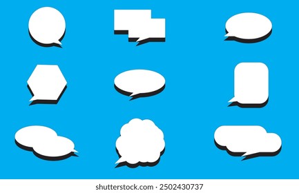 Speech Bubbles Set of Outlined Circle Distorted Rectangle and Square Blank Trendy Shapes, Black Elements on White Background, Vector Flat Graphic Design