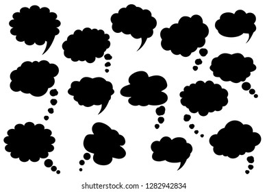 Speech bubbles set, sign speech web icons thought , speech bubble, dream cloud, talk balloon, quote box, text, information frames kit. Banner and badge. 