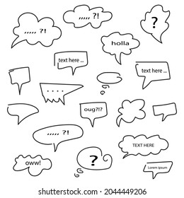 Speech bubbles set with simple style. Simple element set. Dialogue text. Comic bubble. Set. Element. Speech text. 