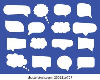Speech Bubbles Set . Speak bubble text, Circle and Square Blank Trendy Shapes - Blue Elements on White Wallpaper Background - Vector Flat Graphic Design