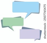 Speech Bubbles A set of three colorful speech bubbles with soft shadows, perfect for adding a touch of conversation to your designs.  