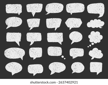 Speech Bubbles Set with Various Shapes and Styles Drawn with Chalk