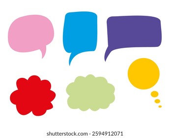 Speech bubbles set. Various talk balloon shapes in vintage style with grunge texture