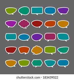 Speech bubbles set white paper shadow effect vector illustration 