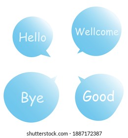 Speech bubbles set with words, speaking and talk, communication and conversation, vector illustrations.