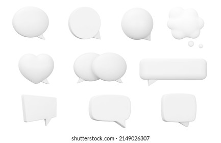 speech bubbles set.speak bubble, chatting box. Isolated 3d object on a transparent background