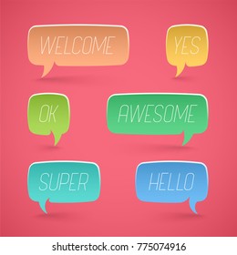 Speech bubbles shapes for design, promotion. Vector illustration set