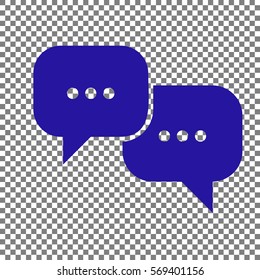 Speech bubbles sign. Blue icon on transparent background.