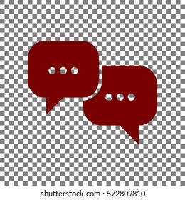 Speech bubbles sign. Maroon icon on transparent background.