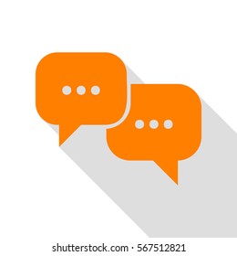 Speech bubbles sign. Orange icon with flat style shadow path.
