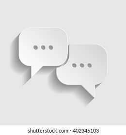 Speech bubbles sign. Paper style icon with shadow on gray. Speech bubbles vector illustration. Speech bubbles vector illustration. Speech bubbles icon.