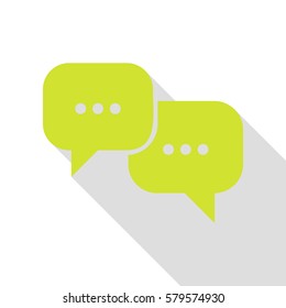 Speech bubbles sign. Pear icon with flat style shadow path.