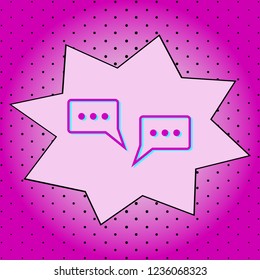 Speech bubbles sign. .Purple icon pop-art background .Vector.