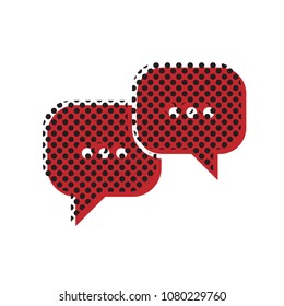 Speech bubbles sign. Vector. Brown icon with shifted black circle pattern as duplicate at white background. Isolated.