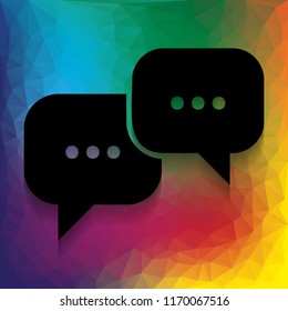 Speech bubbles sign. Vector. Flat style black icon on white.