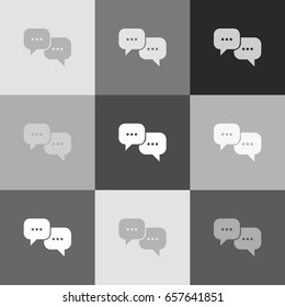 Speech bubbles sign. Vector. Grayscale version of Popart-style icon.