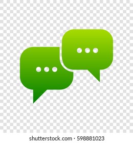Speech bubbles sign. Vector. Green gradient icon on transparent background.