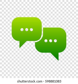 Speech bubbles sign. Vector. Green gradient icon on transparent background.