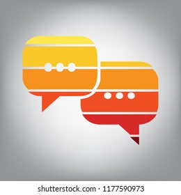 Speech bubbles sign. Vector. Horizontally sliced icon with colors from sunny gradient in gray background.