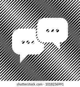 Speech bubbles sign. Vector. Icon. Hole in moire background.