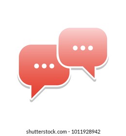 Speech bubbles sign. Vector. Reddish icon with white and gray shadow on white background. Isolated.