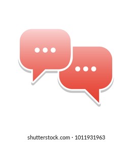 Speech bubbles sign. Vector. Reddish icon with white and gray shadow on white background. Isolated.